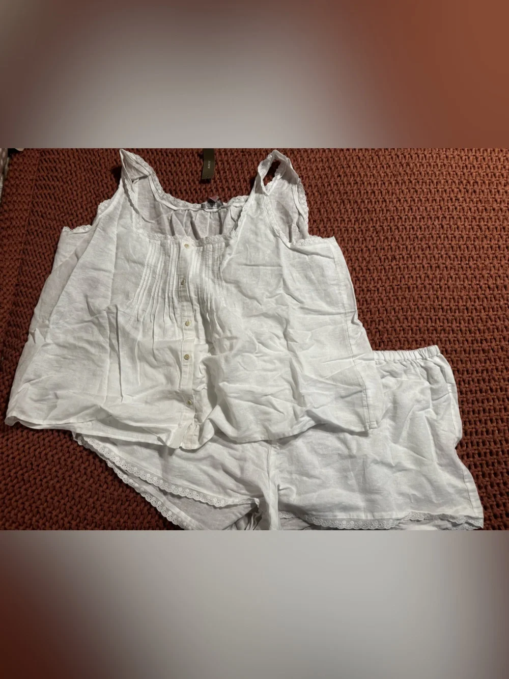 J. Crew White Eyelet-Trim Button PJ set